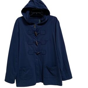 Charter Club Women's Full Zip Toggle Hooded Knit Jacket Navy Blue Plus Size 3X